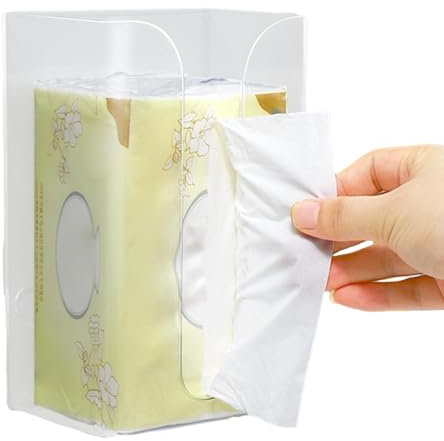 Wall Mounted Tissue Box - Wall Mounted Napkin Holder, Decorative Tissue Box Holder, Rectangular Wall Tissue Dispenser Holder Without Nails for Desk, Door, Entryway, What