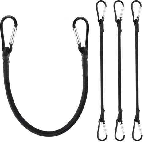 Banda elástica negra con mosquetón, mosquetón expansor, tensor de goma con mosquetón, cuerda elástica con carabineros de acero, expansor con ganchos, tensor de goma con gancho para camping, equipaje