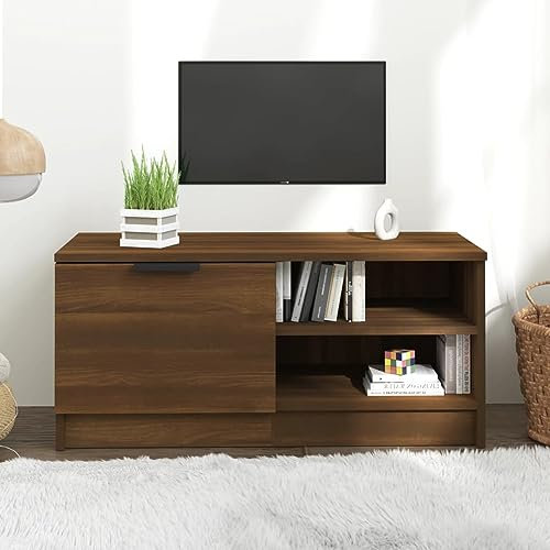 Xichuzi TV-Schrank Braun Ereiche 80x35x36,5 cm Holzwerkstoff, TV Lowboard, Fernsehschrank, Fernsehtisch, Fernseher Schrank, TV Sideboard, TV Board, TV Cabinet, TV Bank, TV Kommode