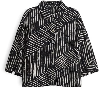 OPUS Damen Dreiviertelarmbluse | Printbluse FIANA Palm Leaves Regular im modernen Two Tone Design Black, 36