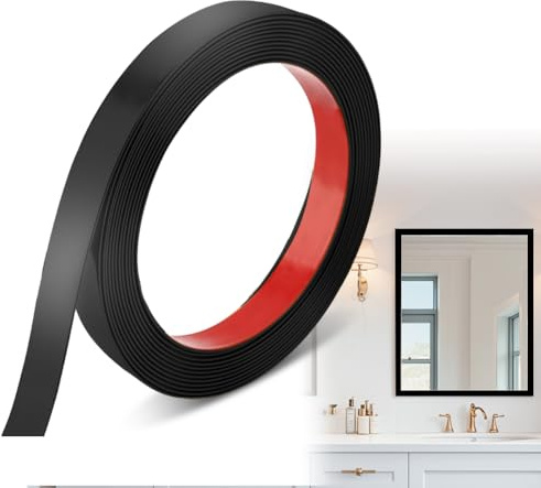 Listelli decorativi in PVC autoadesivi, 2 cm x 12 M, nastro decorativo per porte, finestre, specchi, pareti, soffitti, pavimenti, armadi, piastrelle, bordi, decorazione fai-da-te della casa (12 M Nero
