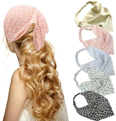 PceGan Kopftuch Damen Sommer,Bandana,5 Stück Bandana Damen,Elastisch Kopftuch,Durag für Frauen und Mädchen