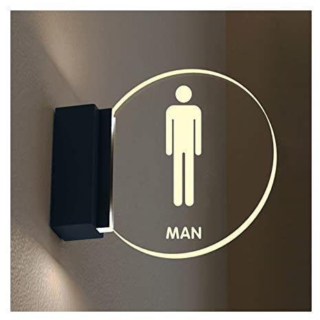 Cartello LED per bagno per uomini e donne, 20,3 cm, in acrilico, rotondo, da parete, cartello per toilette e bagno, indicatore luminoso illuminato per bagno, casa, ufficio o lavoro