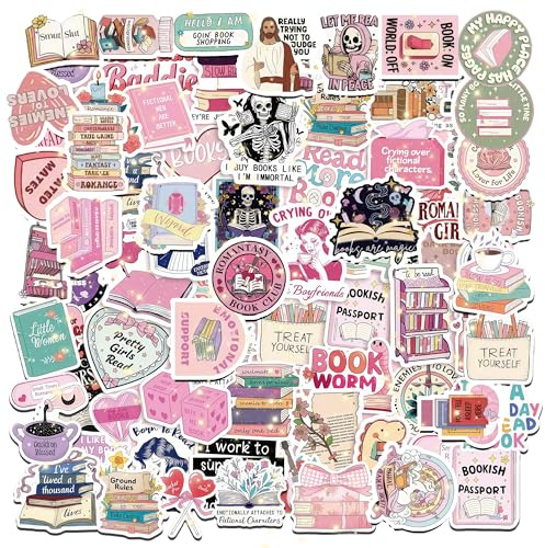 Glamifyr 200 Stück Bookish Sticker Set – Vintage Holografische Leseaufkleber für Kindle, Bücher, Laptop & Tagebuch – Retro Buchliebhaber Aufkleber, Wasserdicht & Selbstklebend