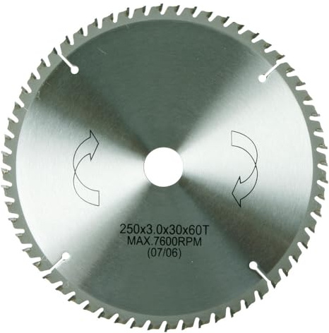 YPL Hartmetall Sägeblatt 250 x 30 mm, 60 Zähne, Wolfszahn, 2,2 mm Schnittbreite