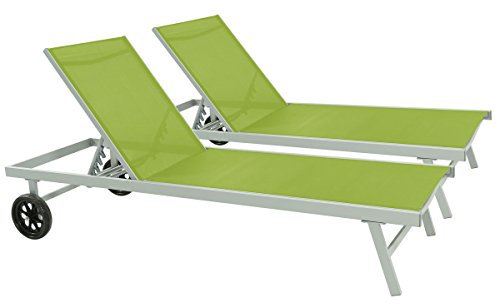 habitat et jardin Sonneliege aus Aluminium und Textilene Bella - Phoenix - Grün - 2er-Set
