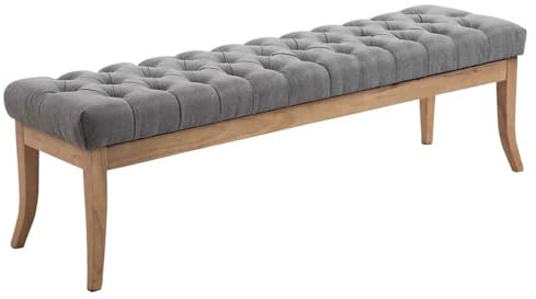CLP Sitzbank Ramses mit hochwertiger Polsterung und Stoffbezug I Bank mit antik-Hellen Holzbeinen I Holzbank mit Einer Sitzhöhe von: 46 cm, Farbe:grau, Größe:150 cm