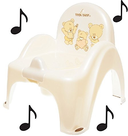 Pot de toilette musical pour bébé enfant fauteuil chaise couleur blanc perle avec thème Ours