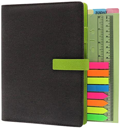 TSY Notizbuch Nachfüllbar, PU Leder Weiche Abdeckun Personal Organizer Planer, Ringbuch Reise Tagebuch mit Magnet-Verschluss Stifthalter Steckplätze für Karten und 160 Seiten (Dunkelgrau, A5)
