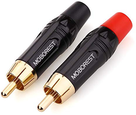 MOBOREST Adattatore per spina RCA maschio audio phono placcato oro 24 K spine altoparlanti RCA jack cavo adattatore connettore (RCA maschio - 2 pezzi)