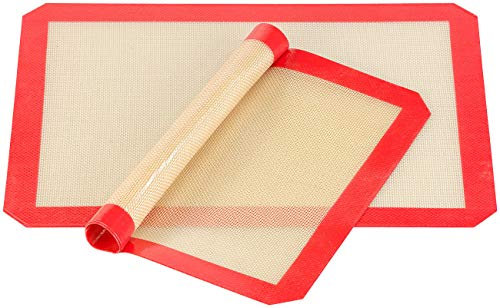 Rosenstein & Söhne Dauerbackmatte Silikon: 2er-Set Antihaft-Dauer-Backmatten aus Silikon, 30 x 40 cm, BPA-frei (Antihaft-Backpapier, Backpapier wiederverwendbar, Kühlschrank)