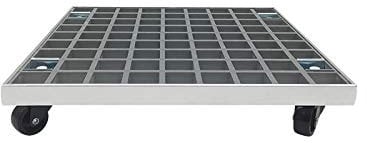 Mkuha Pflanzenroller Outdoor mit Bremse, Blumenroller Eckig Außenbereich und Innenbereich, Pflanzenroller GFRP mit Softrollen für Parkett,Grau,50