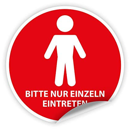 5x Aufkleber Sticker selbstklebend bitte nur einzeln eintreten Ø Größe wählbar 20 cm Durchmesser