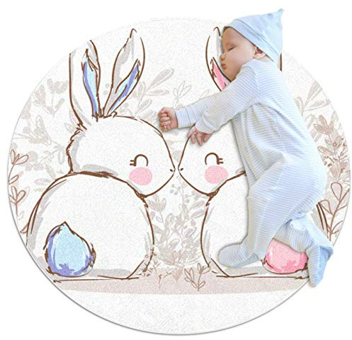 Kinderteppich Spielteppich Hase Baby Teppich rutschfeste Krabbelmatte Faltbar Für Kleinkinder Kinder 80x80cm
