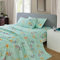 JSD Set di lenzuola con stampa floreale verde, per letto matrimoniale, 4 pezzi, in morbida microfibra spazzolata, con tasca profonda