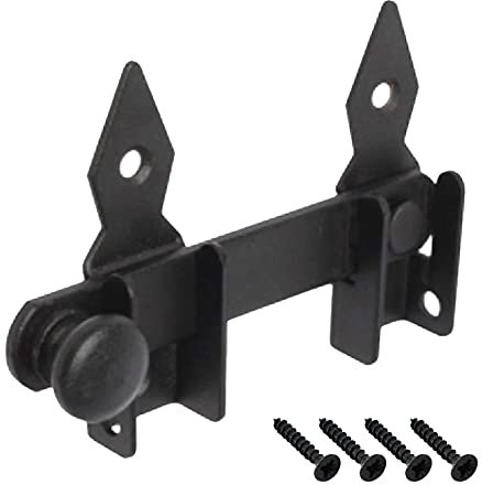 BRESKO Gartentorfalle 120x20mm schwarz Torriegel dekorativ mit Schrauben Gartentor Riegel Türverschluss stabiler Stahlriegel witterungsbeständig für Gartentor Zaun Tür und Pforte