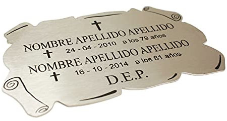 Trofeos Cadenas | Placa Cementerio Acero - Pergamino 20 x 12,5 cm o 24 x 15 cm.