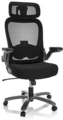 hjh OFFICE XXL Drehstuhl bis 220 kg belastbar Instructor T I PRO Stuhl Schwerlast Bürostuhl, Stoff/Netz Schwarz/Titan 691003