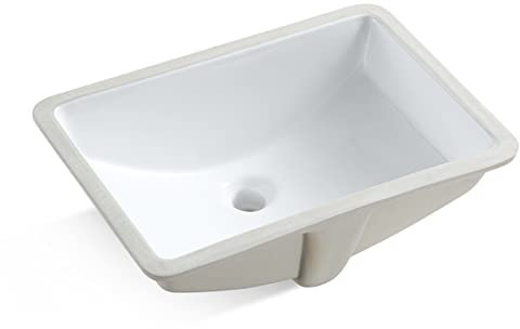 MEJE #202G-1_21.5Inch Nave Lavello Rettangolo Sottopiano Bagno Lavabo Vanity Ceramica Bianco Puro