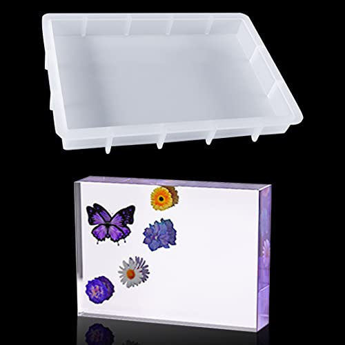 Zayookey Époxy Moules en Silicone Rectangle Moules en Résine Spécimen Moule de Coulée Cadres Photo pour DIY Resine Plateau (16,6x11,6cm)