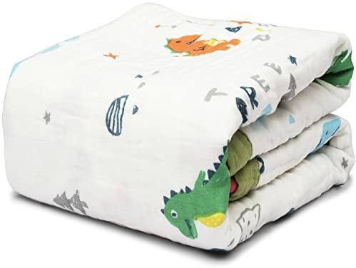 farout!®️ Musselin Tuch Baby 6-lagig 110 x 110cm Pucktuch,Spucktücher Babys hochwertige Bio-Baumwolldecke Kuscheldecke atmungsaktiv Flauschige Decke | Erstausstattung für Neugeborene -Grün-360-Gramm