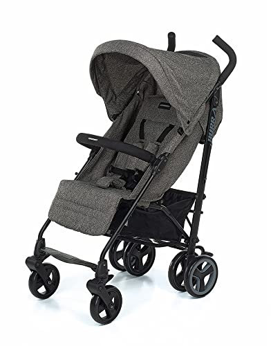 Foppapedretti Passeggino Compatto Hurrà, per bambini 0-15 Kg (0-3 anni), Chiusura ad Ombrello, Finestra osserva Bimbo, Schienabile Regolabile, Cesto Porta Oggetti, Telaio in Alluminio, Grigio Melange