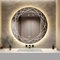 YOSHOOT Specchio da Bagno Rotondo da 600 mm con Motivi Specchio da Parete con Luce a LED, Specchio cosmetico Illuminato più Elegante, Luce LED dimmerabile a 3 Colori, IP44 (Nido)