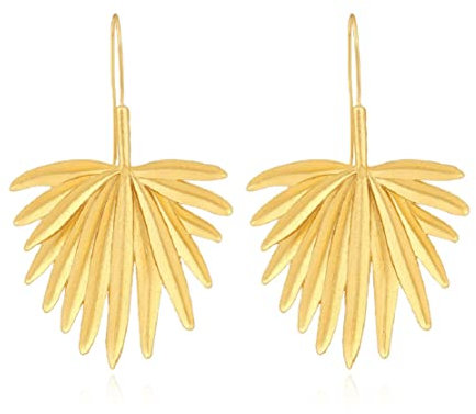 Palm Leaf Earrings for Women, Cute Coconut Tree Leaf Earrings for Girls, Tropical Palm Tree Leaf Dangle Earrings Hypoallergenic, Gold Leaf Statement Drop Earrings, Beach Leaf Bohemian Earrings Jewelry