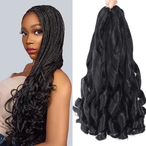French Curls Braiding Hair 8 Packs Crochet Braids Hair Extensions 40,6 cm Locker Gewellt, Vorgedehntes Flecht Haar FüR Schwarze Frauen, HäKelflechten Haarextensions (8 Packungen)