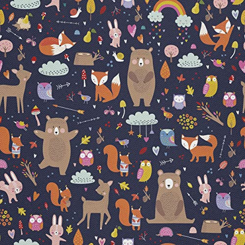 HEKO PANELS Stoff Oxford Wasserdichte Meterware Canvas-Stoff Polyester Stoff Zum Nähen Nähstoffe Möbelstoffe Dekostoffe Wasserabweisend Blickdicht Kinder Wilde Tiere 1 Meter 155 x 100 cm