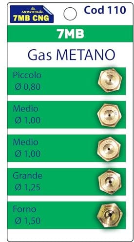 Set di 5 Pezzi Ugelli Metano 7MB per Fornello Gas e Forno Gas CNG Ugelli Metano Piano Cottura per Indesit Garanzia di 10 Anni - Monteral