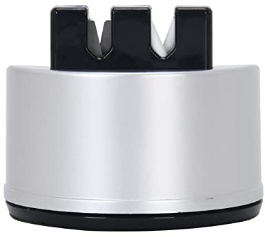IHIGOGOFA Professional Knife Sharpeners 2 in 1 Mini Knife Sharpening Tool with Suction for Straight and Serrated Knives, Quick Grinding, Silver, One Size