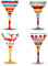 HIUHIU Vaso Copa Margarita Pintado, Colección Mexicana Vasos Margarita Sin Tallo Juego De Copas Único/Decorativo Cristalería Soplada A Mano Vasos Margarita,4pcs k