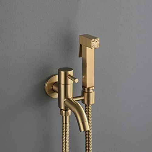 Hand-Bidet-Sprühgerät-Kit, goldenes Multifunktions-Bidet-Hahn-Sprühgerät, an der Wand montiertes Booster-Sprühgerät, Kaltwasser-Badezimmer-Bidet-Dusche, E
