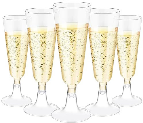 Sitayakuma Coupe de Champagne, 25 Pièces Flute Champagne Plastique Reutilisable, Gobelet Verre a Biere Vin Cocktail pour Fêtes De Douche D'anniversaire Mariage Jardin - 150ml
