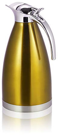 Jarra de Café Térmica, Tetera de Café de Acero Inoxidable, Termo de Doble Pared, Dispensador de Café Aislado, Dispensador de Bebidas Térmicas para Agua Fría Y Caliente, Bebidas de(Oro 2L)
