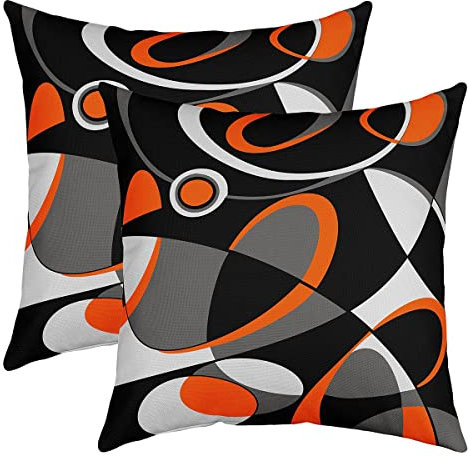 Geometrie Kissenbezug Geometrischer Kreis Gedruckt 2er Set Kissenbezüge Kissenbezüge 40x40cm Abstrakte Kunst Dekokissen Wohnzimmer Luxus Kissenhülle Orange Rot Schwarz Kissenbezug