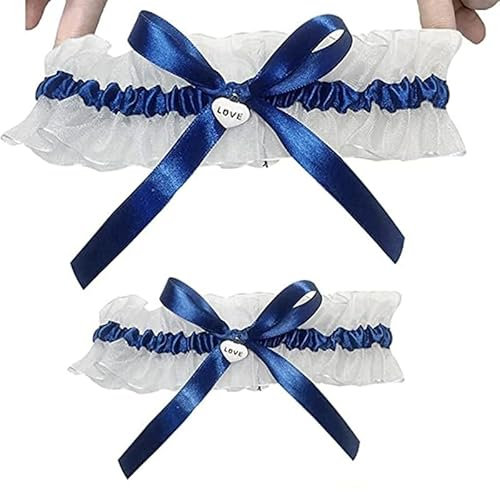 Satohom Liga para Novia Azul, Liga Nupcial Elástica, Accesorios de Vestidos de Novia, Liga de Encaje, Garter Boda- Novias Accesorios- para el Banquete de Boda (1Pcs),30-60cm