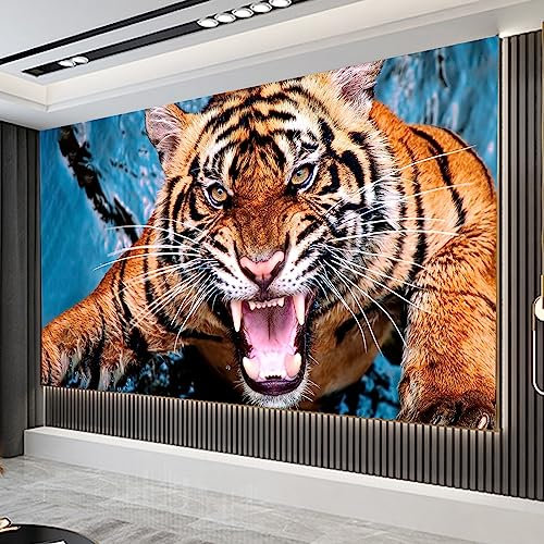 Diamond Painting Erwachsene Set 5D Diamant Painting Bilder Tiger Brüllen Diamant Painting Bilder Erwachsene Groß xxl mit Diamond Painting Zubehör Als Geschsenk Wanddekoration Zu Hause (150x60cm)