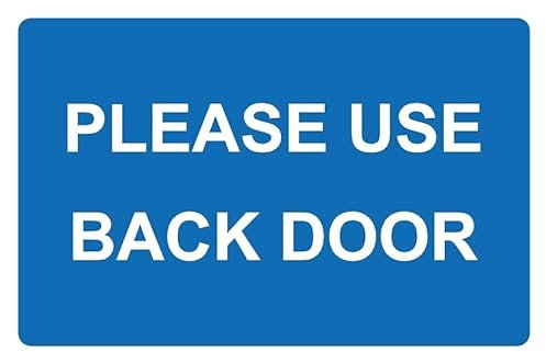 Please use back door delivery instruction sign - Self adhesive sticker (200mm x 150mm)