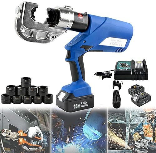 ZXSYYDS Pince à sertir hydraulique Rechargeable 16-300 mm²/16-400 mm²,Pinces à sertissage hydraulique électrique,par Batterie Pince à sertir pour cosse en cuivre et en Aluminium,EZ-400