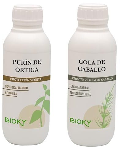 Purín de Ortiga 1L + Extracto de Cola de Caballo para Plantas 1L Aporta Hierro y Nutrientes Esenciales - Mejora Defensas Naturales de Plantas - Producido por Decocción y Fermentación