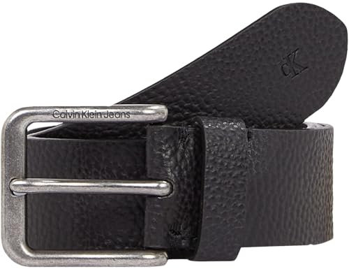 Calvin Klein Jeans Herren Gürtel Classic Leather Belt Eckige Schnalle aus Leder, Schwarz (Black), 90 cm