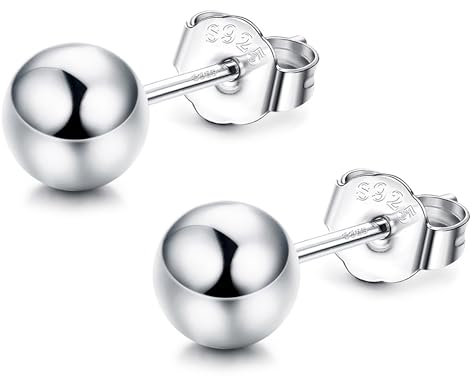 CASSIECA 925 Argent Sterling Boucles d’Oreilles pour Femmes Filles Hypoallergéniques Petites Rondes Clou d'Oreilles Cadeaux de Bijoux, Argent 3mm
