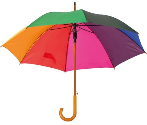 Automatik-Regenschirm mit Holzgriff / Farbe: multicolor