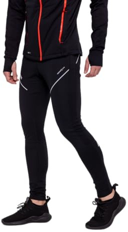 Airtracks Herren Winter Funktions Laufhose Lang Pro Line - Thermo Running Tight - Lauftight - Warm - Atmungsaktiv - Reflektoren