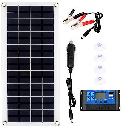 Panel solar Panel solar de 300W, celda solar USB dual con controlador de 60 A, kit de placa solar for teléfono, cargador de coche RV, fuente de batería for exteriores Panel solar de alta eficiencia(10