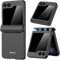 Miimall Compatible with Samsung Galaxy Z Flip 5 Case, [Built-in Privacy Screen Protector] [Magnetic Hinge Cover] Anti-Spy Shockproof Hard PC Full Protective Hinge Cover Case for Z Flip 5-Black