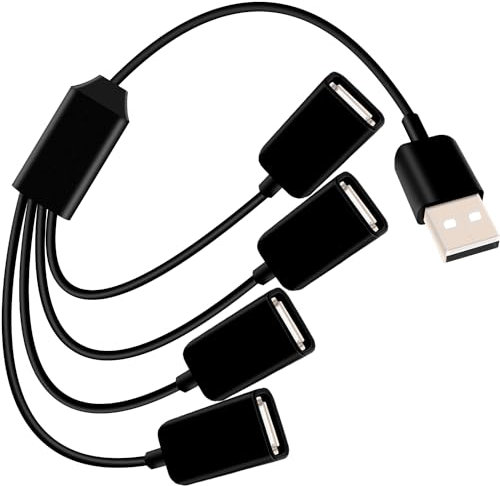 RIIEYOCA USB Splitter Y Cable,4 in 1 USB 2.0 A Male to 4 USB Female Jack Data Sync Charging Cable,Multi USB Ports Power Extension Hub Cable for PC/Car/Laptop/U Disk,0.3M