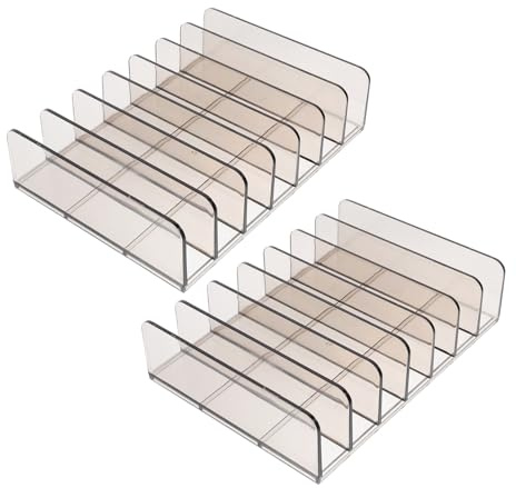 SHINEOFI Cash Drawer Tray 2 Pack Portable Currency Till Replacement Storage Box with Independent Compartments for Organizing Notes and Coins Transparent Acrylic Money Tray for Retail and Office